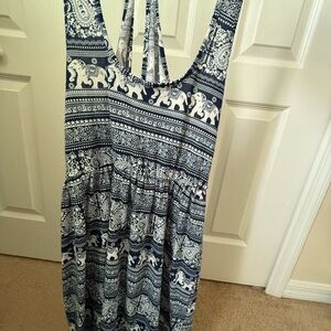 Blue and White Elephant Print Dress